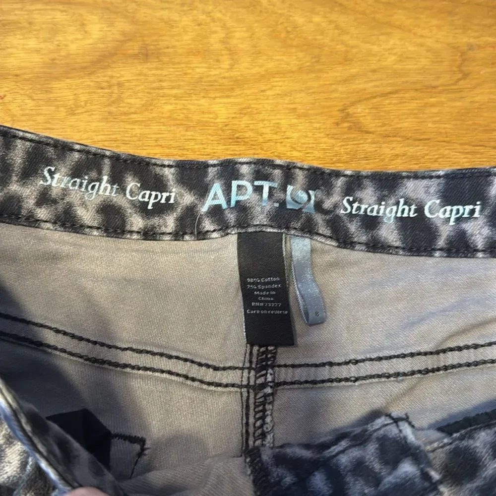 Apt. 9 Women's Straight Capri Pants - Black Leopard Print